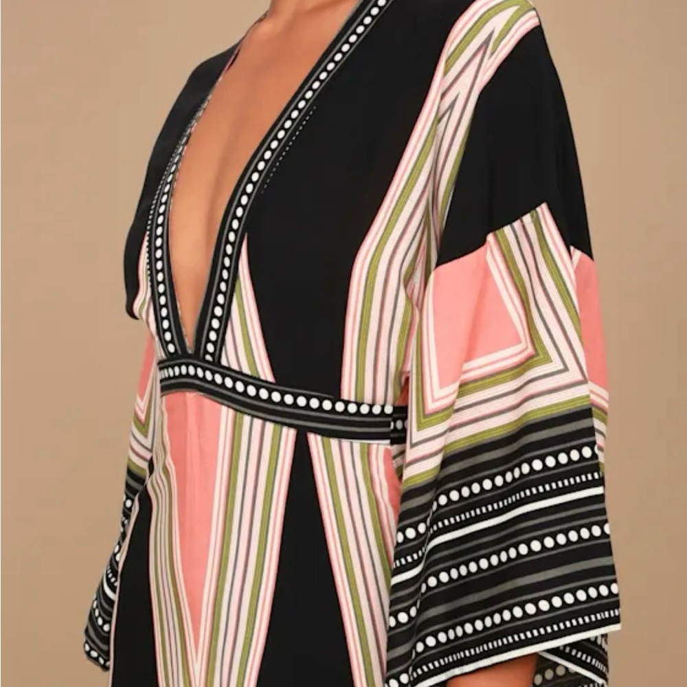 Lulu's Black and Pink Geometric Maxi Dress - Picture 3 of 5